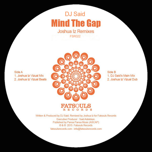 DJ SAID - MIND THE GAP (JOSHUA IZ RMXS) 12